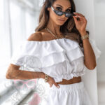 Komplet letni ze spódnicą NB Cataleya biały