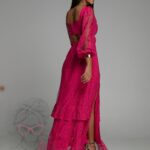 Sukienka maxi koronkowa Romanse fuksja