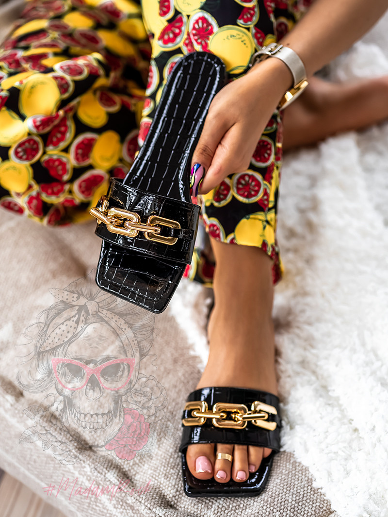 Klapki z łańcuchem Rock Elecato czarne