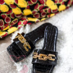 Klapki z łańcuchem Rock Elecato czarne