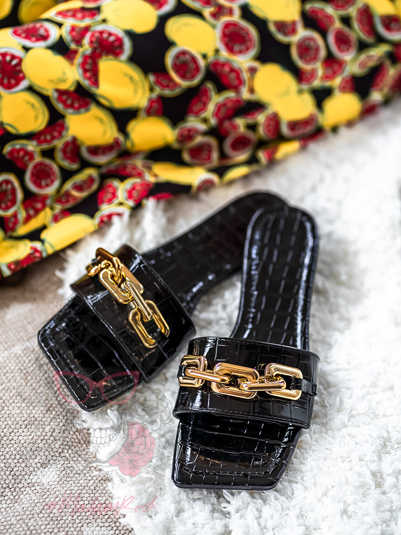 Klapki z łańcuchem Rock Elecato czarne