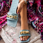 Klapki z łańcuchem Rock Elecato niebieskie