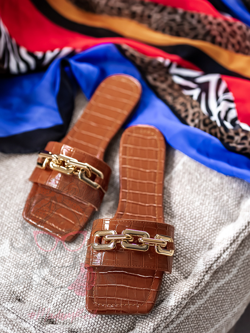 Klapki z łańcuchem Rock Elecato karmelowe Klapki z łańcuchem Rock Elecato karmelowe