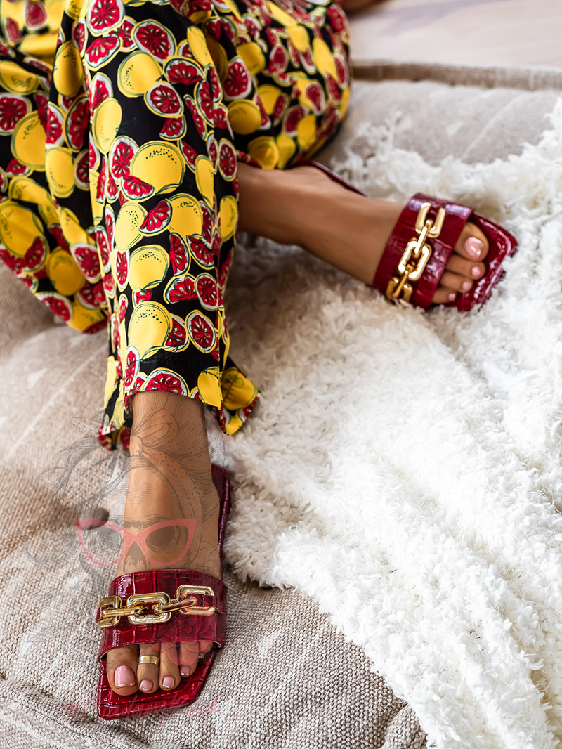 Klapki z łańcuchem Rock Elecato dark red Klapki z łańcuchem Rock Elecato dark red