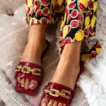 Klapki z łańcuchem Rock Elecato dark red