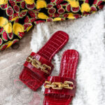 Klapki z łańcuchem Rock Elecato dark red