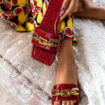 Klapki z łańcuchem Rock Elecato dark red