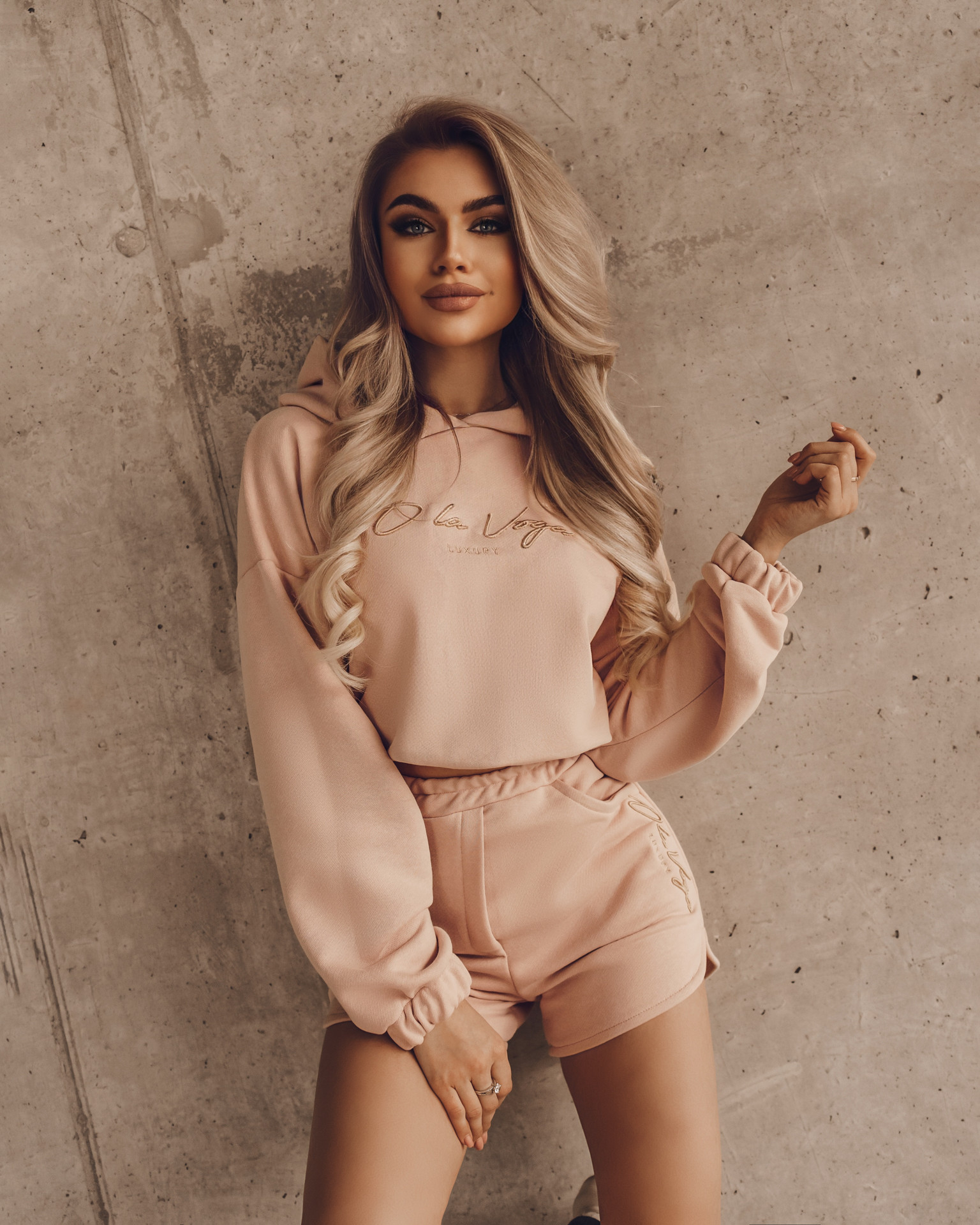 Komplet bawełniany Short Set różowy