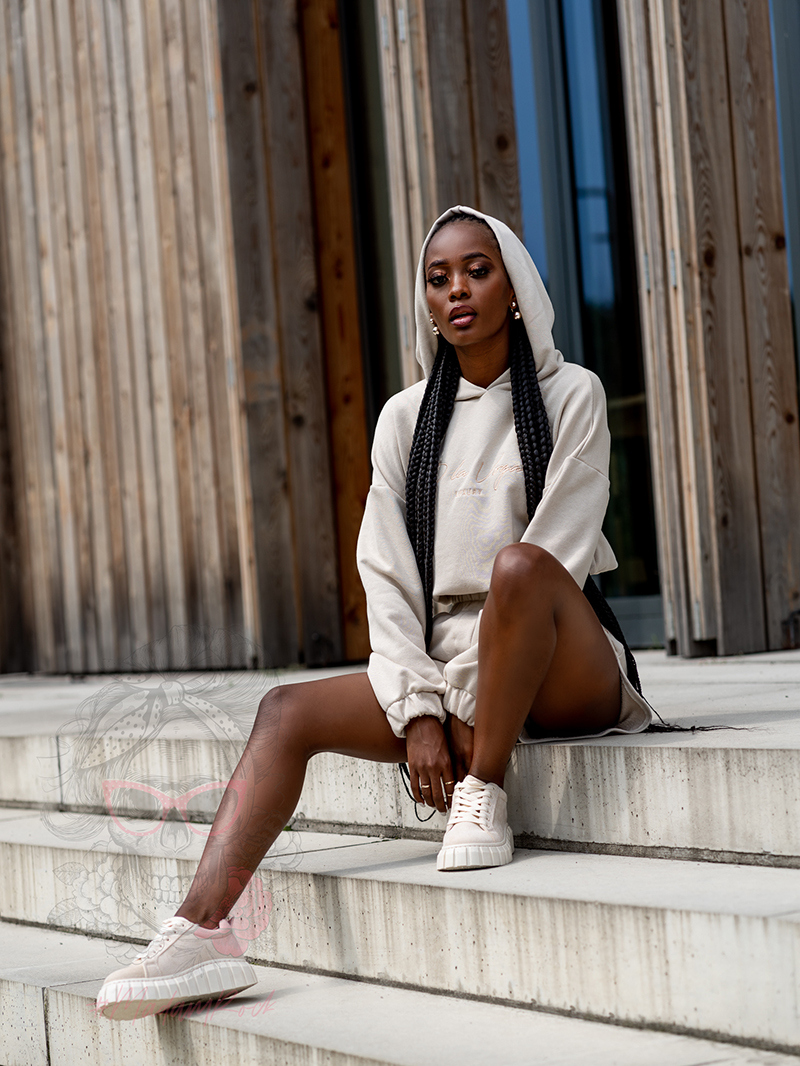 Komplet bawełniany Short Set beżowy