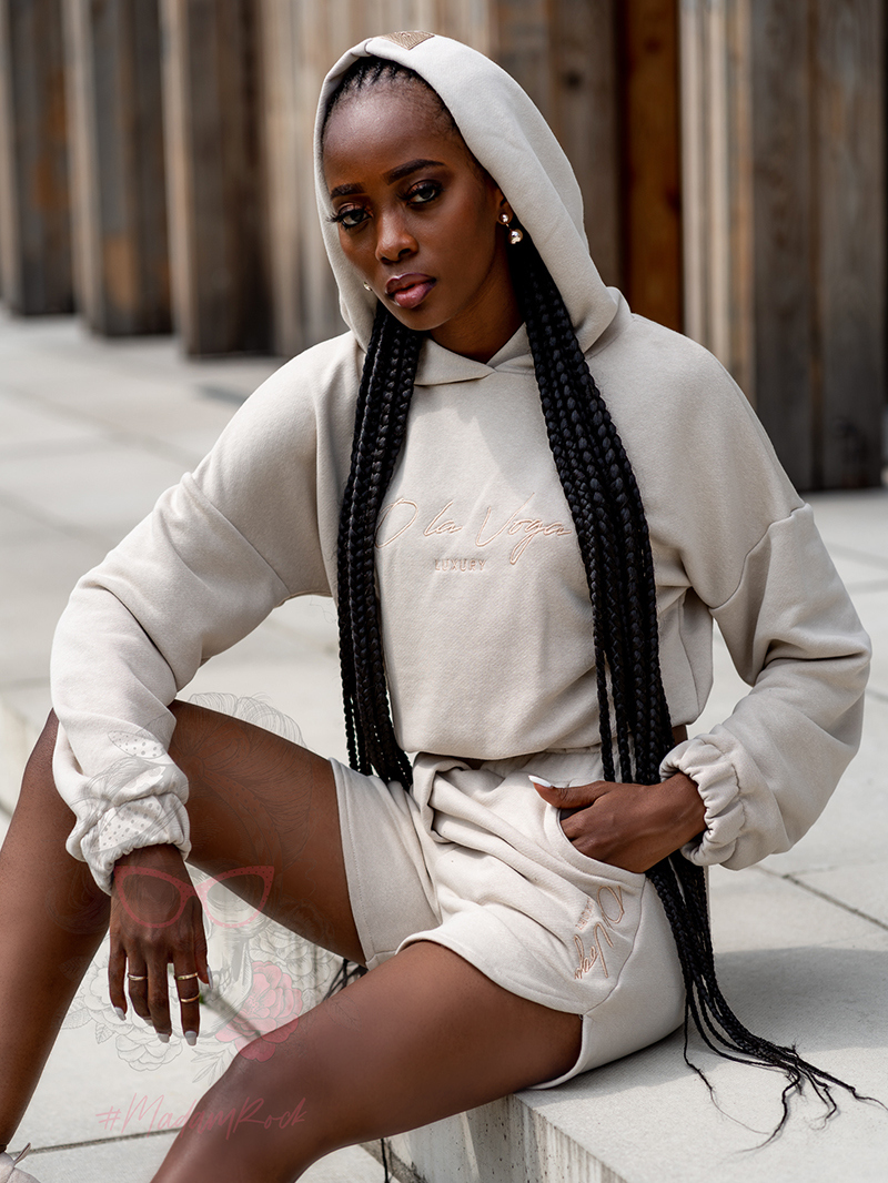 Komplet bawełniany Short Set beżowy