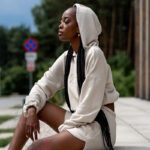 Komplet bawełniany Short Set beżowy