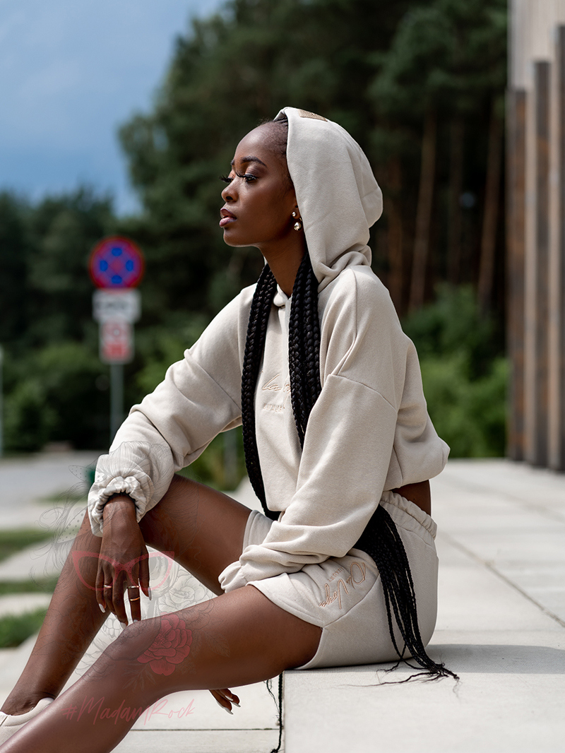 Komplet bawełniany Short Set beżowy