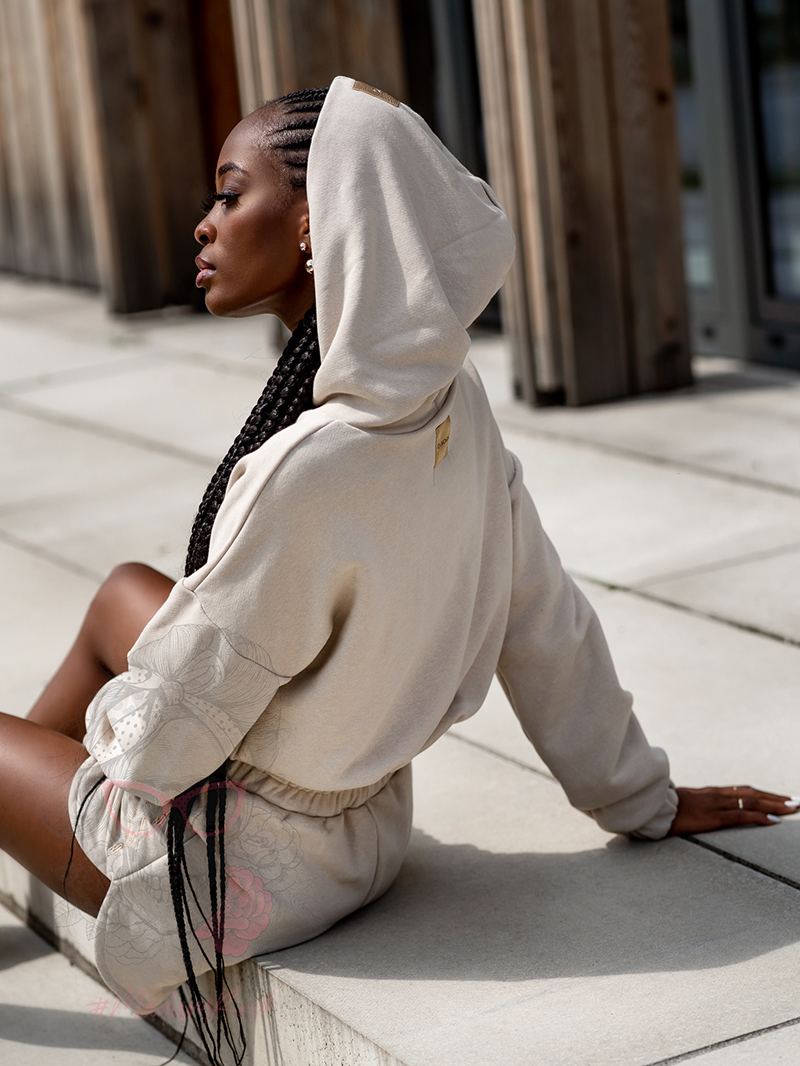 Komplet bawełniany Short Set beżowy