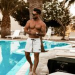 Spodenki kąpielowe męskie O'la Voga logowane OlvOlv białe vs gold