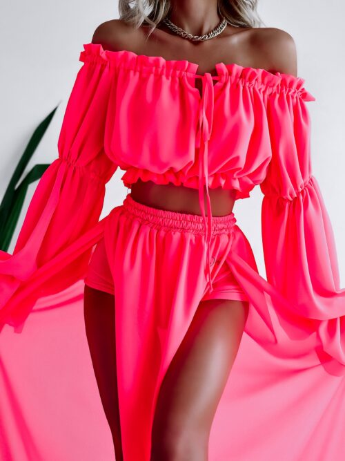 - WYPRZEDANE - Komplet zwiewny Ola Voga Calypso neonowy różowy