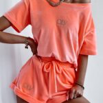 Komplet welurowy O'la Voga Velvet OLV łososiowy