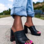 Klapki skórzane Madam SwisSwis czarne