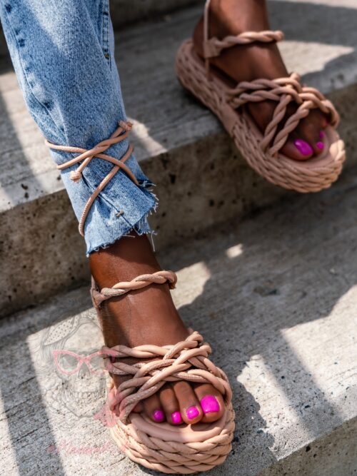 Sandały plecione Madam Energa beżowe