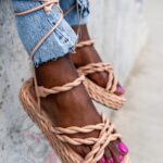 Sandały plecione Madam Energa beżowe