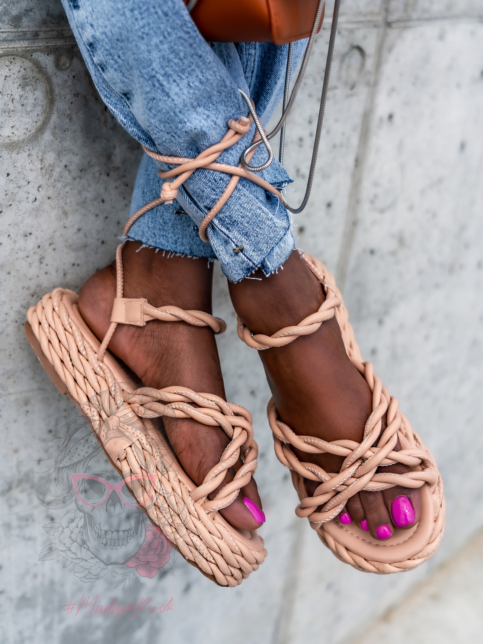 Sandały plecione Madam Energa beżowe