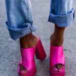 Klapki na platformie Madam Mediolan fuksja