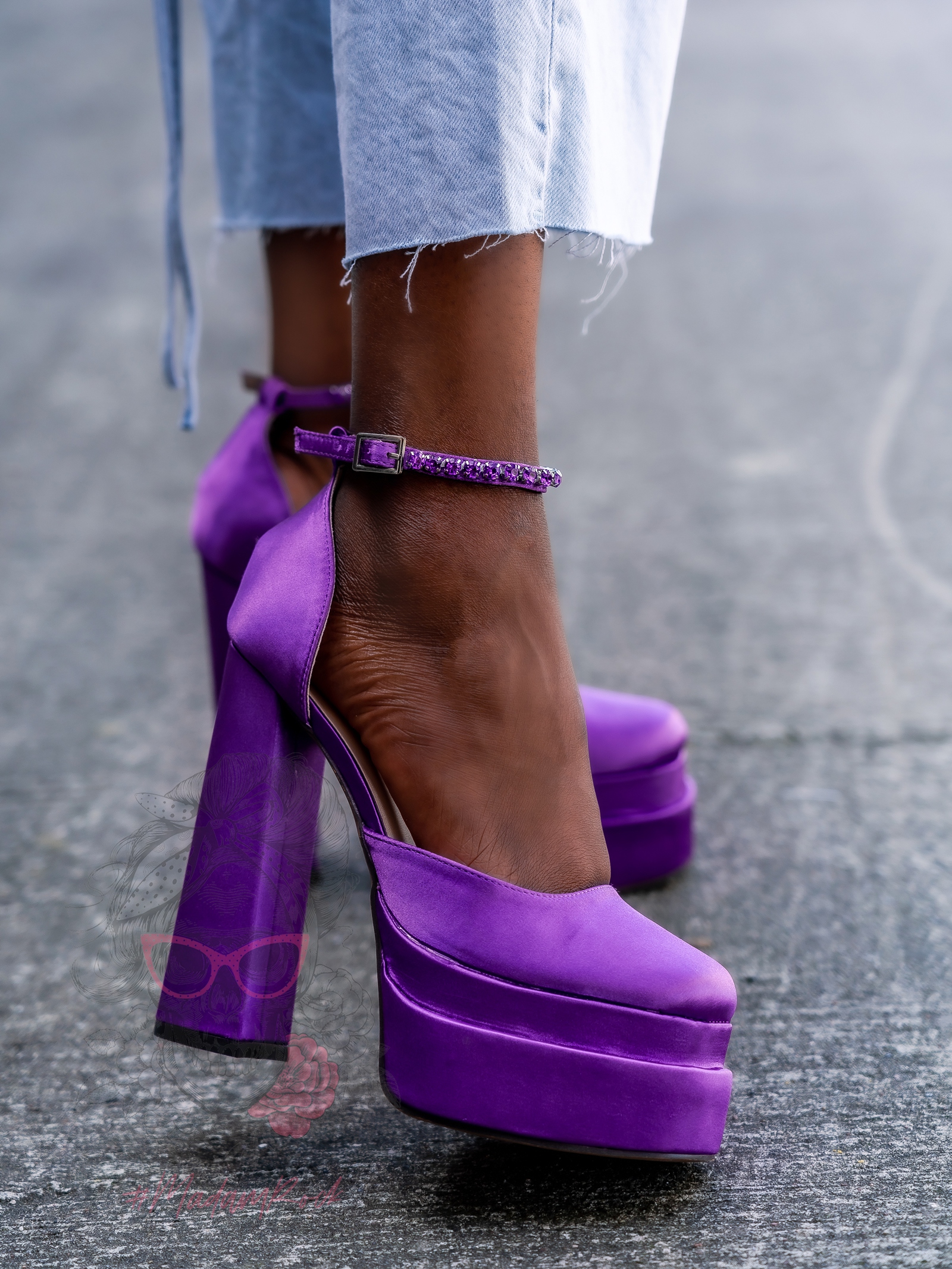 Sandały na platformie Madam Sukses fioletowe