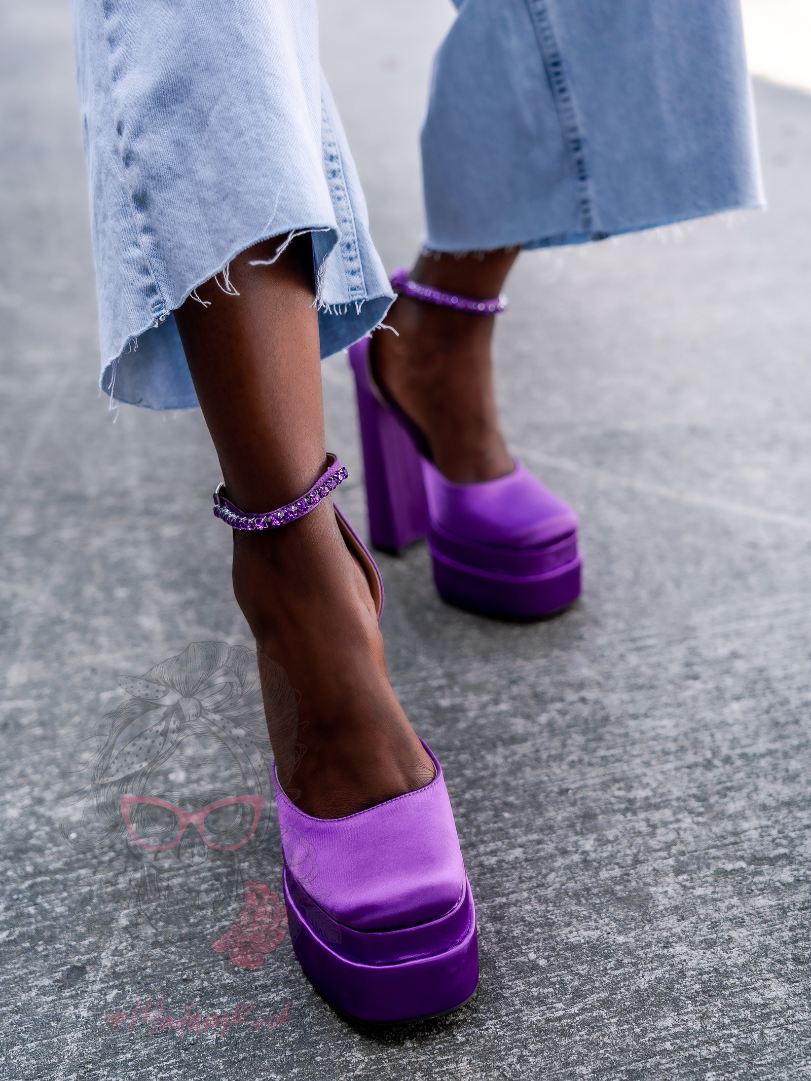 Sandały na platformie Madam Sukses fioletowe