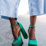 Sandały na platformie Madam Sukses zielone