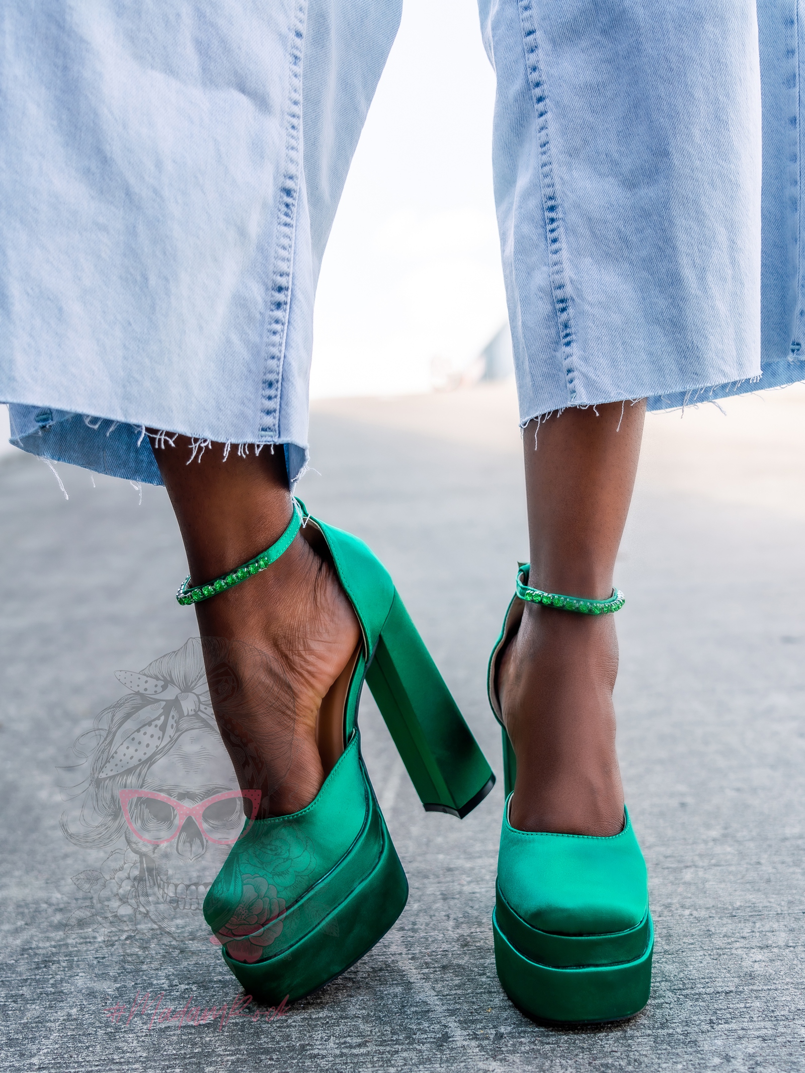 Sandały na platformie Madam Sukses zielone