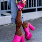 Klapki na platformie Madam Mediolan fuksja