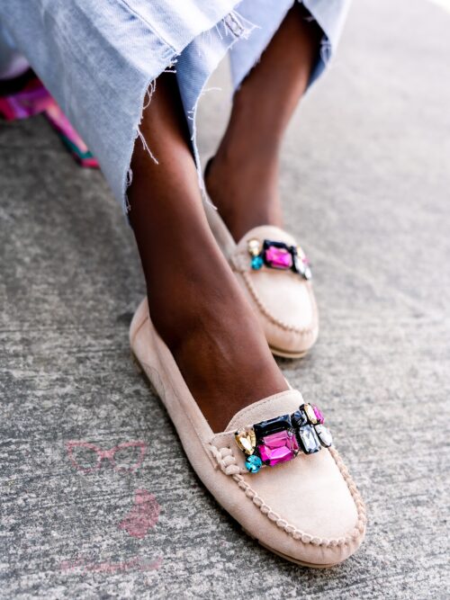 Mokasyny zamszowe Madam Nekos beżowe