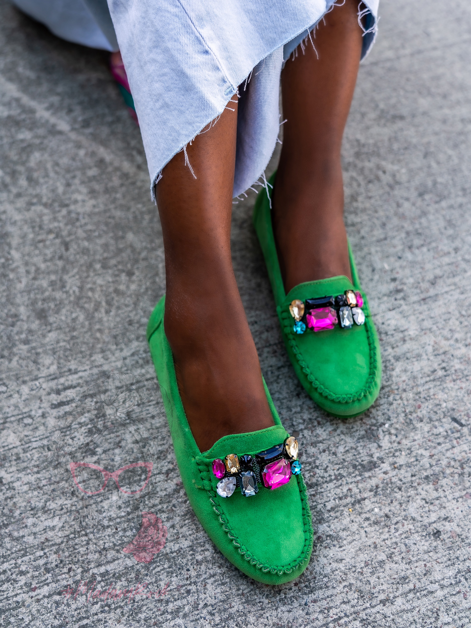 Mokasyny zamszowe Madam Nekos zielone