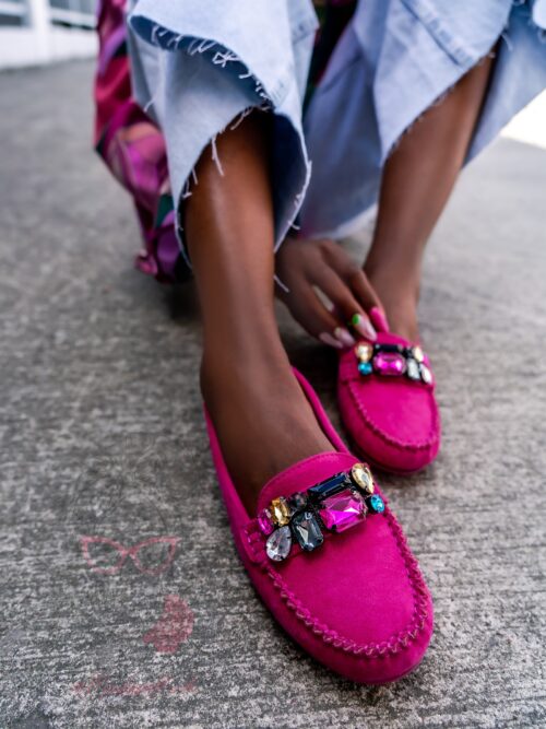 Mokasyny zamszowe Madam Nekos fuksja