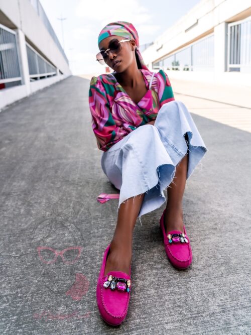 Mokasyny zamszowe Madam Nekos fuksja