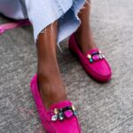 Mokasyny zamszowe Madam Nekos fuksja