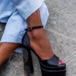 Sandały na słupku Madam Huch czarne