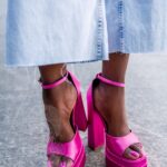 Sandały na słupku Madam Huch fuksja