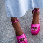Sandały na słupku Madam Huch fuksja