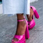 Sandały na słupku Madam Huch fuksja