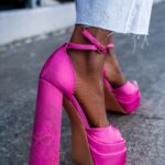 Sandały na słupku Madam Huch fuksja