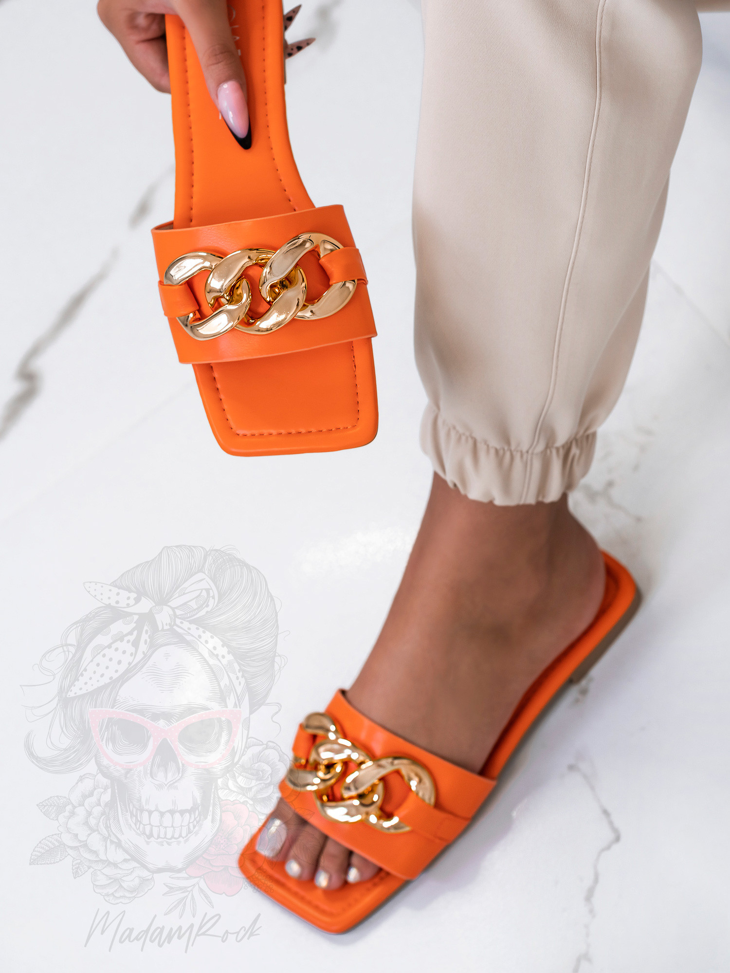 Klapki płaskie Madam Sunflower pomarańczowe Klapki płaskie Madam Sunflower pomarańczowe