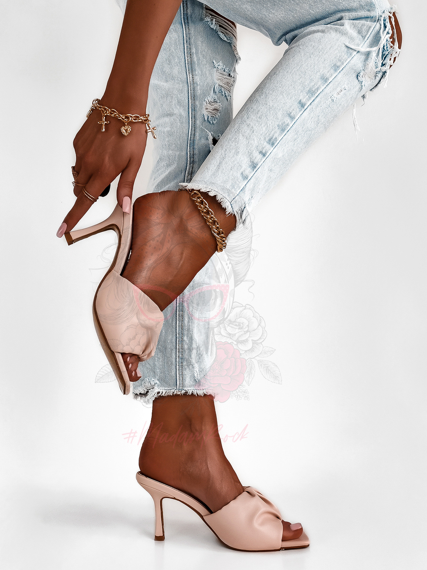 Klapki na szpilce Madam Misa beżowe