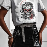 T-shirt bawełniany Madam Rock Gang szary melanż