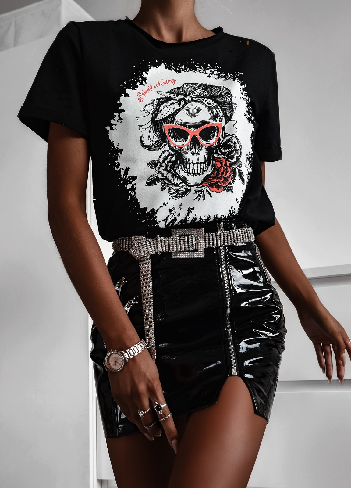 T-shirt bawełniany Madam Rock Gang czarny