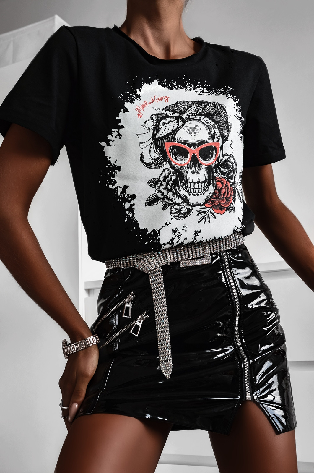 T-shirt bawełniany Madam Rock Gang czarny