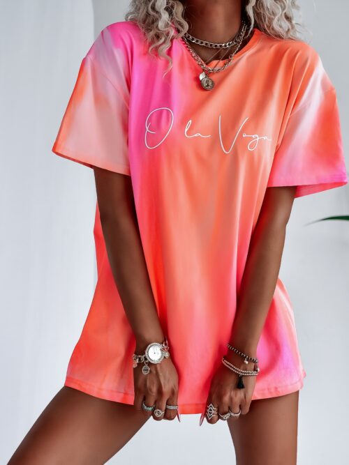 T-shirt oversize Ice Cream O'la Voga róż vs pomarańcz