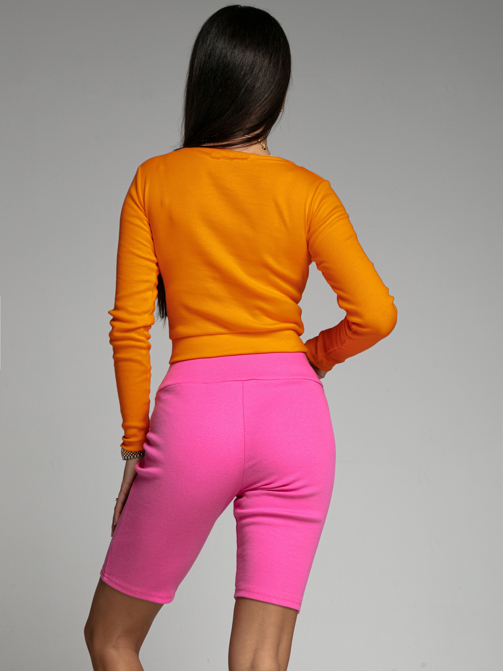 Spodnie kolarki prążkowane Items fuksja