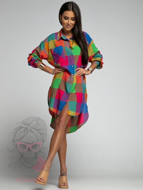 Koszula oversize w kratę Tutti kolorowa