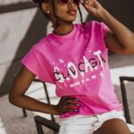 T-shirt bawełniany G.O.A.T amarantowy