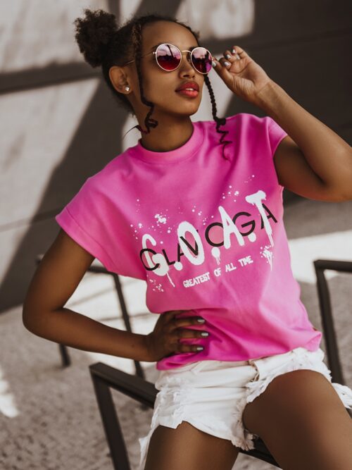 T-shirt bawełniany G.O.A.T amarantowy